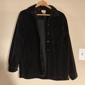 LL Bean Black Corduroy Button Up Long Sleeve